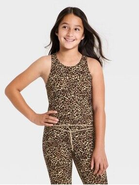 Girls' Strappy Cropped Tank Top - All In Motion Leopard L
